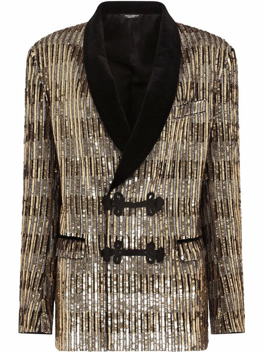 Toggle-Fastening Sequin-Embellished Jacket