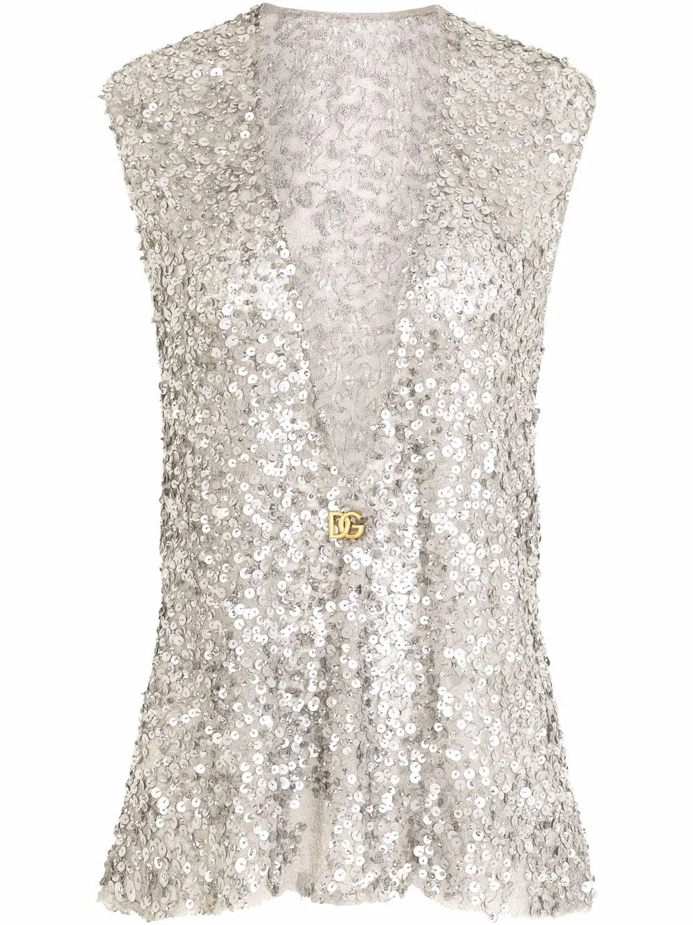 Sequin-Embellished Sleeveless Blouse