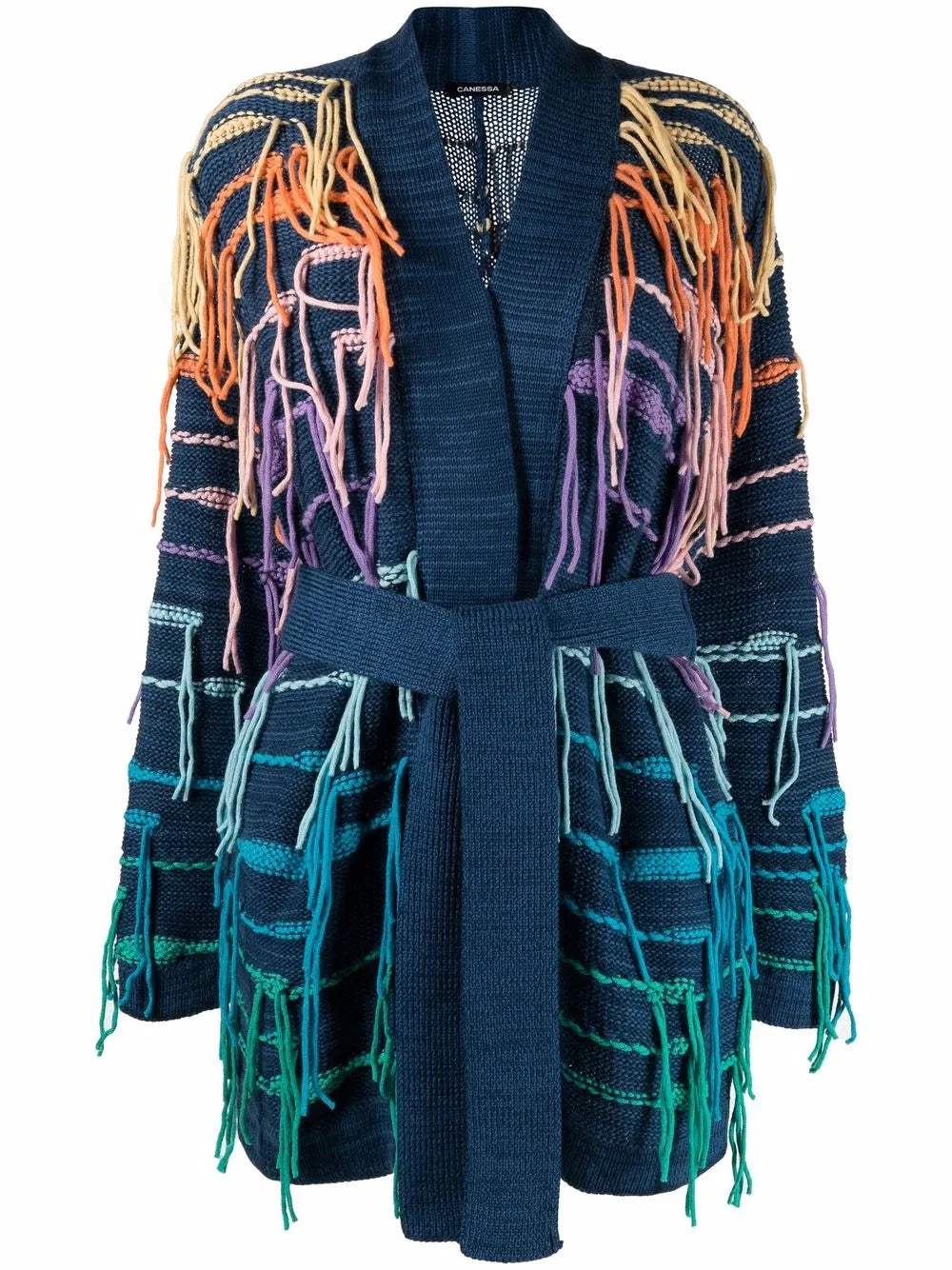 Tassel-Detail Belted Cardigan