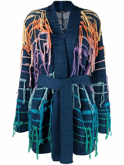 Tassel-Detail Belted Cardigan