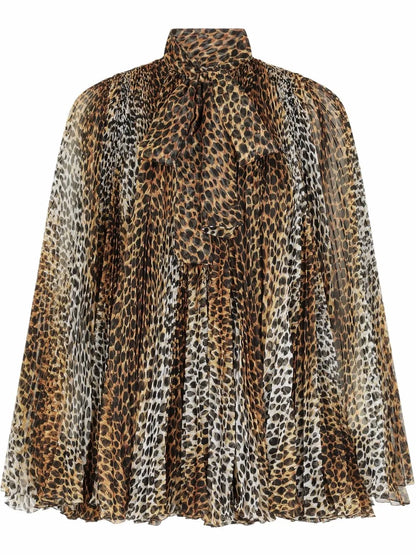 Leopard Print Pleated Mini Dress