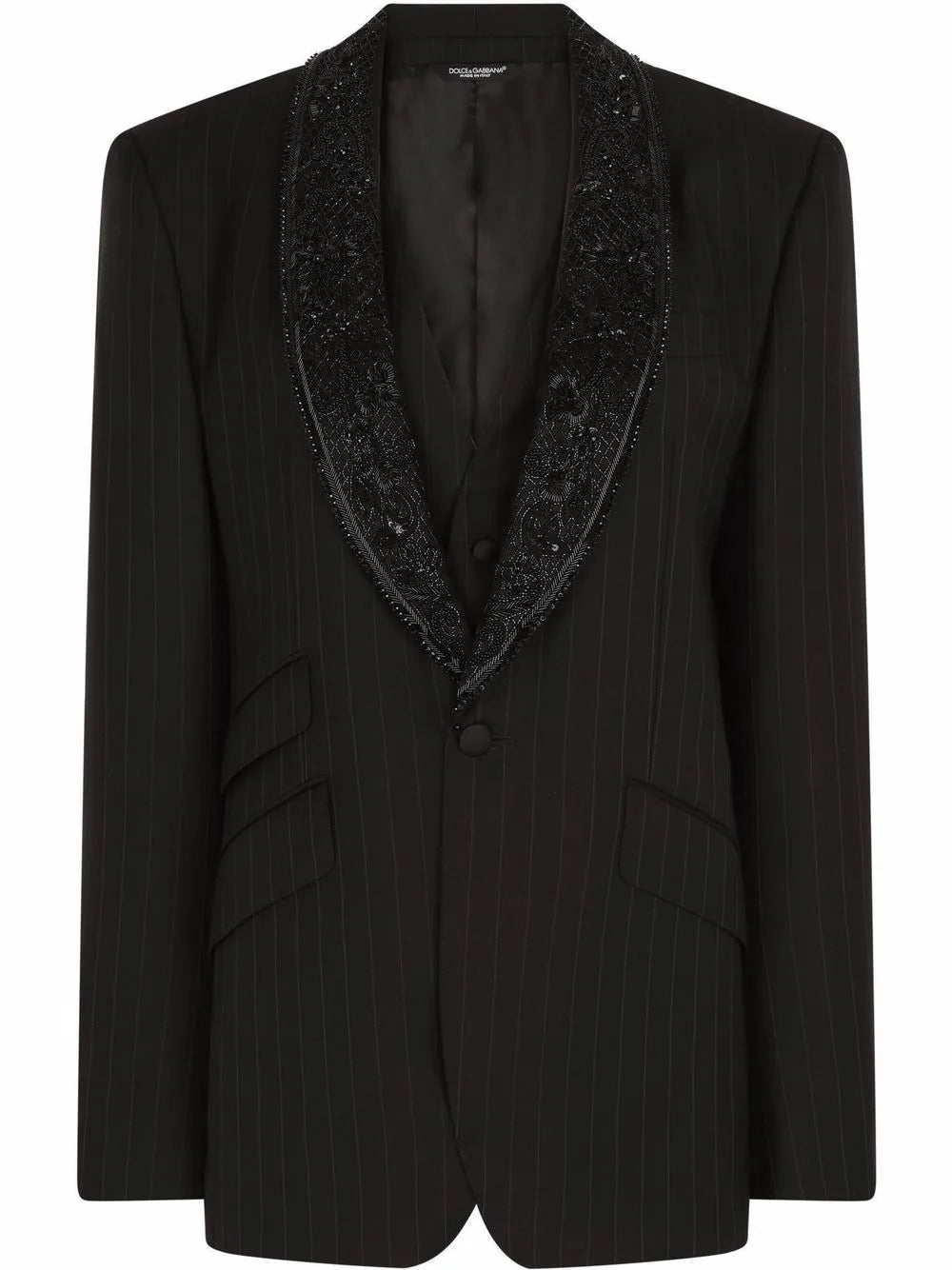 Pinstriped Single-Breasted Blazer