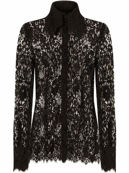 Semi-Sheer Lace Shirt