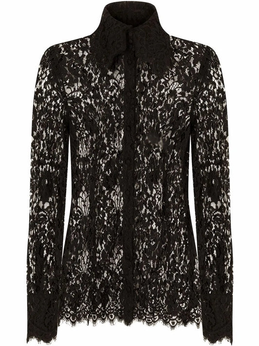Semi-Sheer Lace Shirt