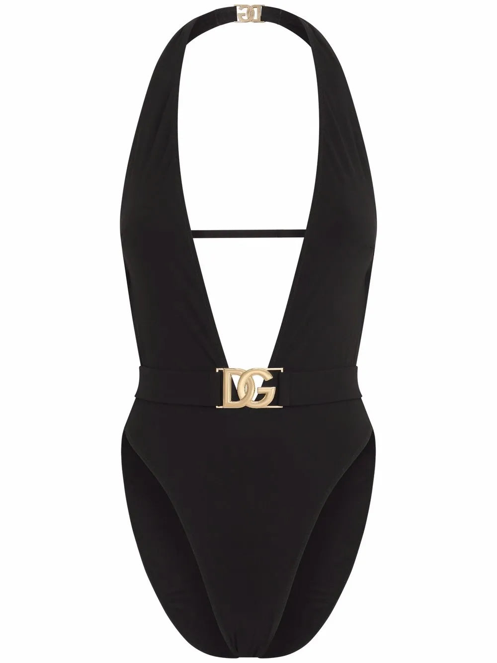 Plunge-Neck Belted Swimsuit
