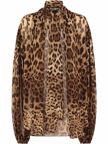 Leopard-Print Chiffon Shirt