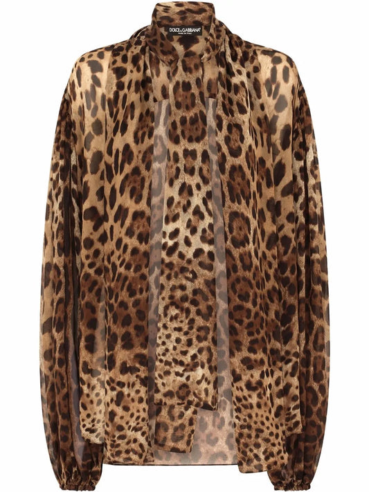 Leopard-Print Chiffon Shirt