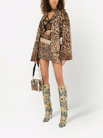 Leopard-Print Chiffon Shirt
