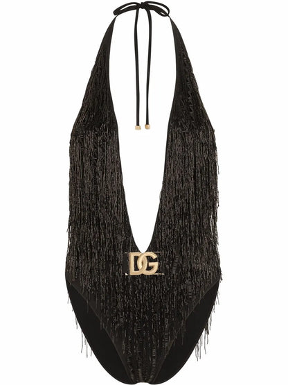 Logo-Tag Fringed Swimsuit