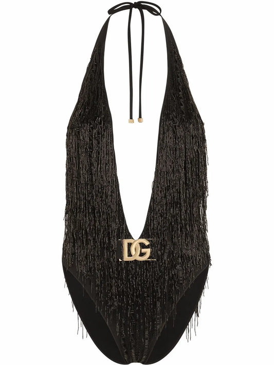 Logo-Tag Fringed Swimsuit