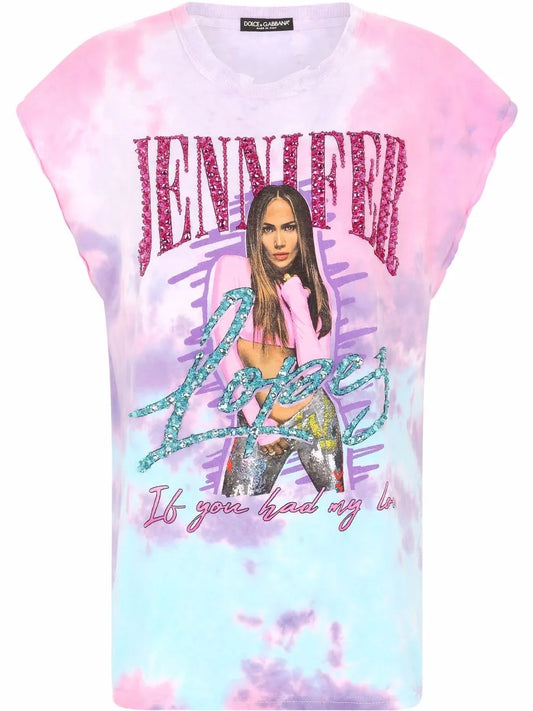 Jennifer Embellished Tie-Dye T-Shirt