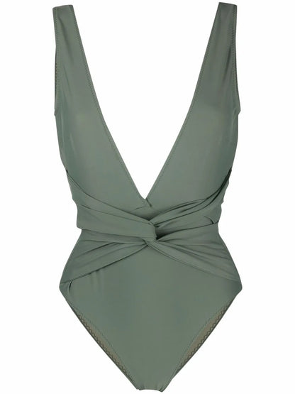 Knot-Detailed V-Neck Swimsuit