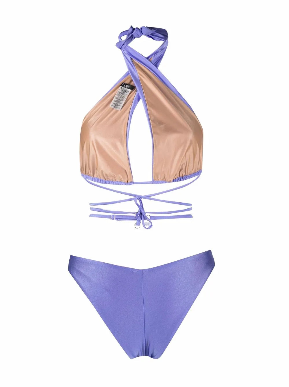 Lattice-Strap Halterneck Swimsuit