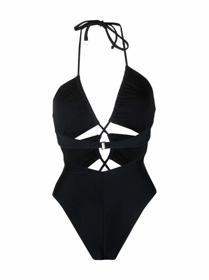 Cut-Out Halterneck Swimsuit