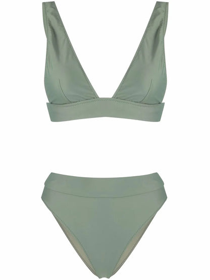 High-Waisted V-Neck Bikini Set