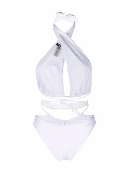 Lattice-Strap Lurex Swimsuit