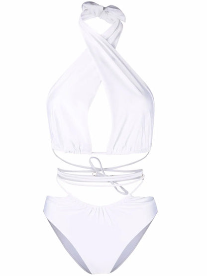 Lattice-Strap Lurex Swimsuit