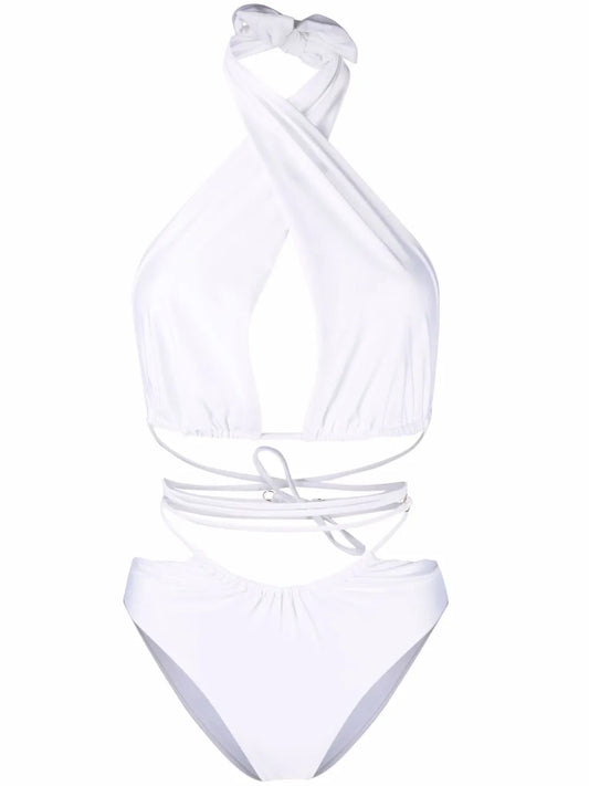 Lattice-Strap Lurex Swimsuit