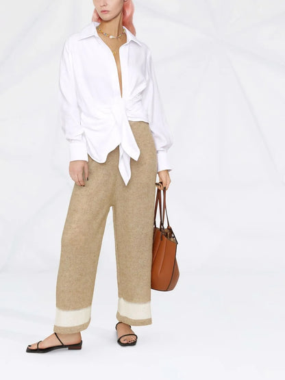 Wide-Leg Knitted Trousers