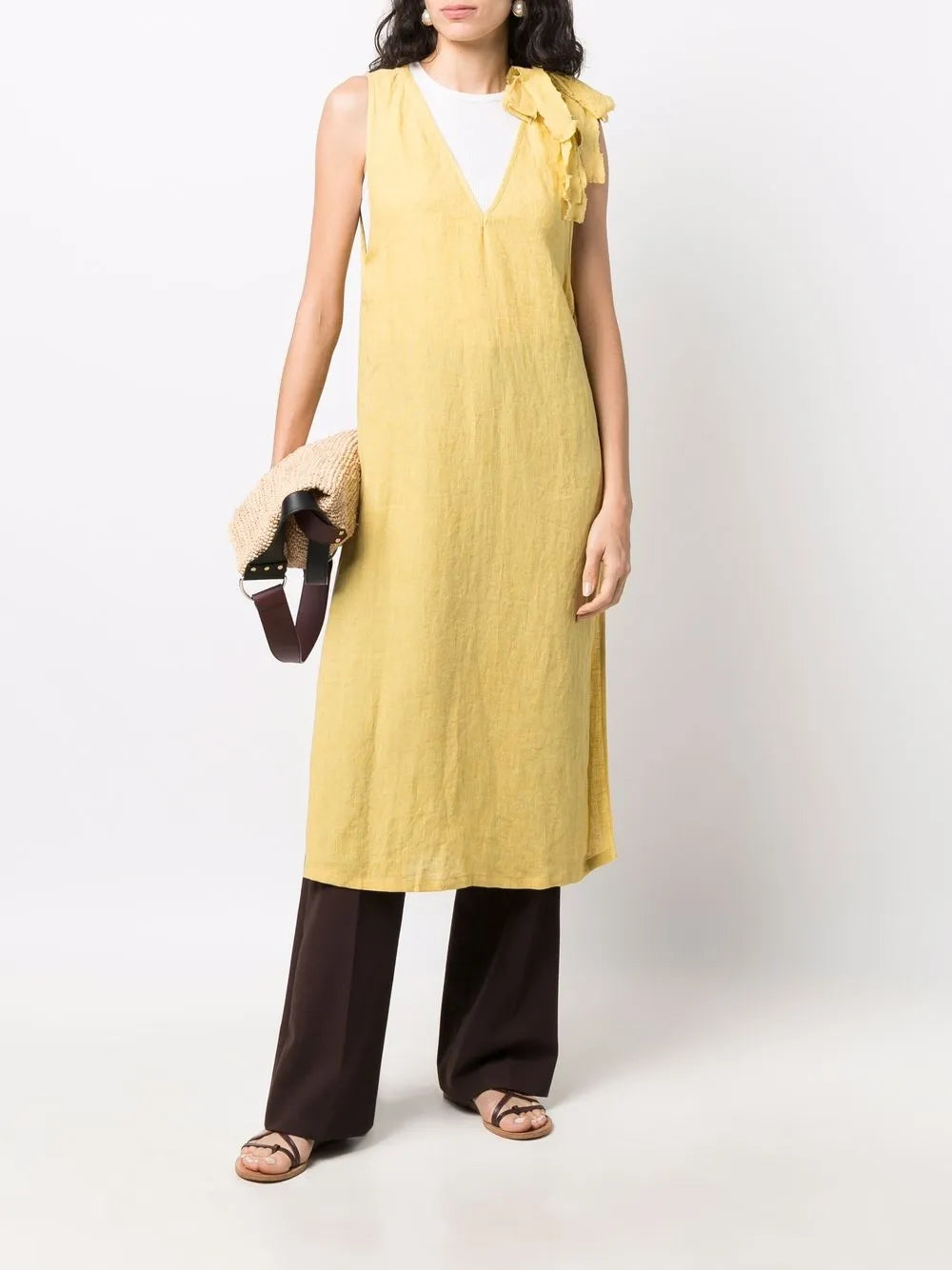 Longline V-Neck Linen Top