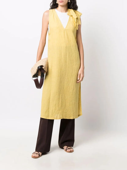 Longline V-Neck Linen Top