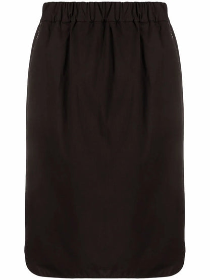 Elasticated-Waist Midi Skirt