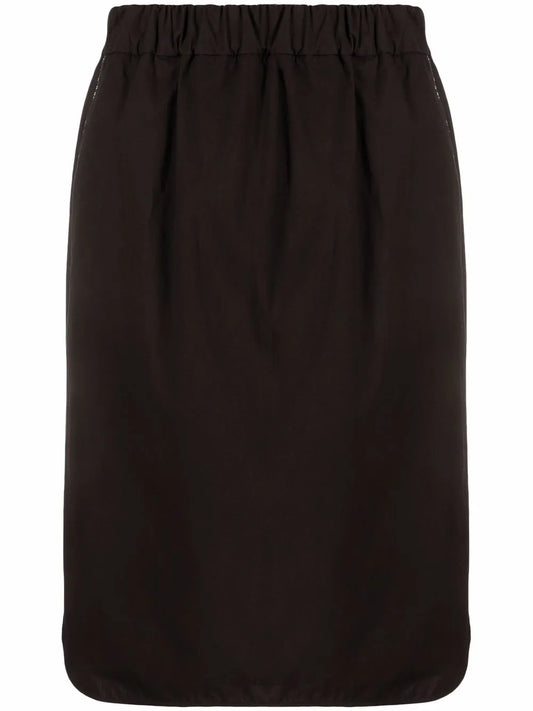 Elasticated-Waist Midi Skirt