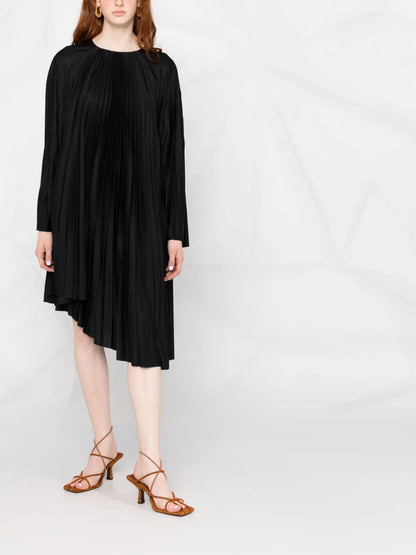 Pleated Asymmetric Dress