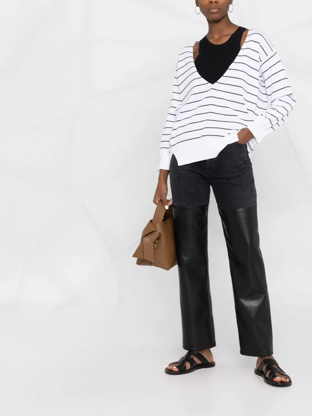 Plunge-Neck Striped Jumper