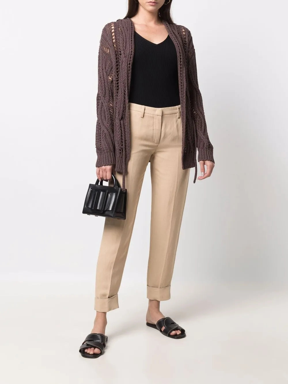Sequin Cable-Knit Hooded Cardigan