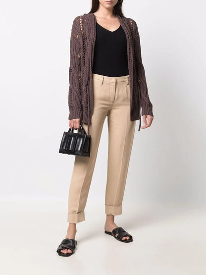 Sequin Cable-Knit Hooded Cardigan