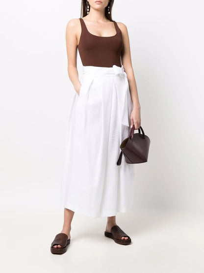 Belted Cotton Midi Skirt