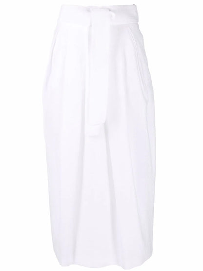 Belted Cotton Midi Skirt