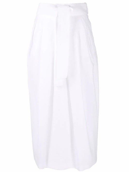 Belted Cotton Midi Skirt