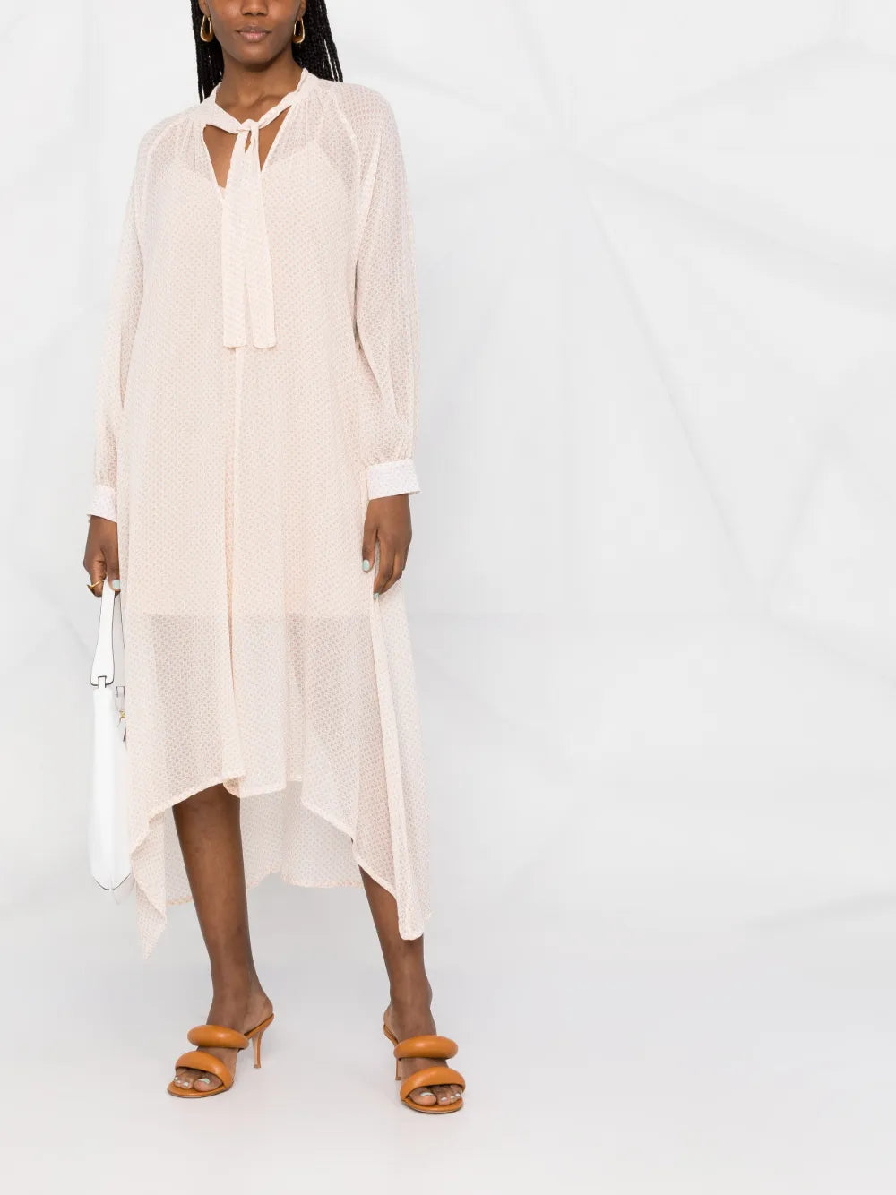 Graphic-Print Long-Sleeve Midi Dress