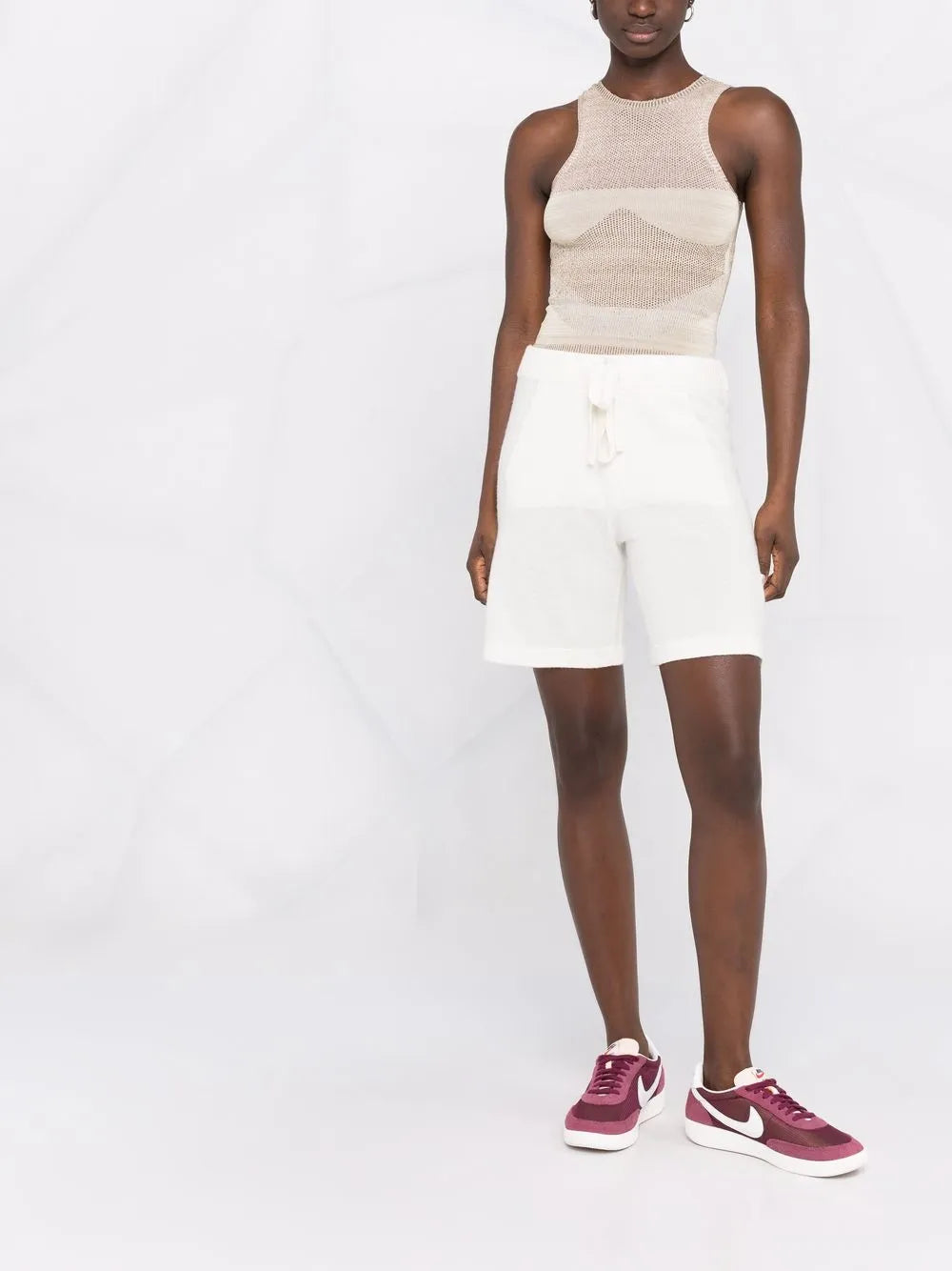 Knitted Drawstring Waist Shorts