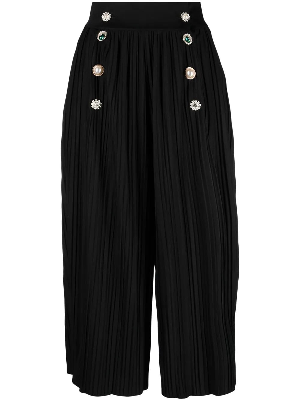 Pleated Double-Breasted Culottes