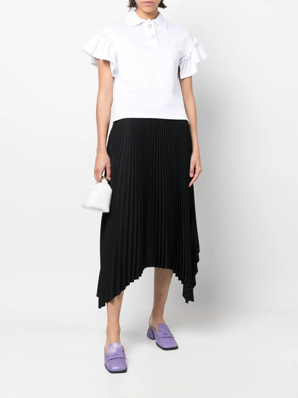Ruffle-Sleeve Polo Shirt