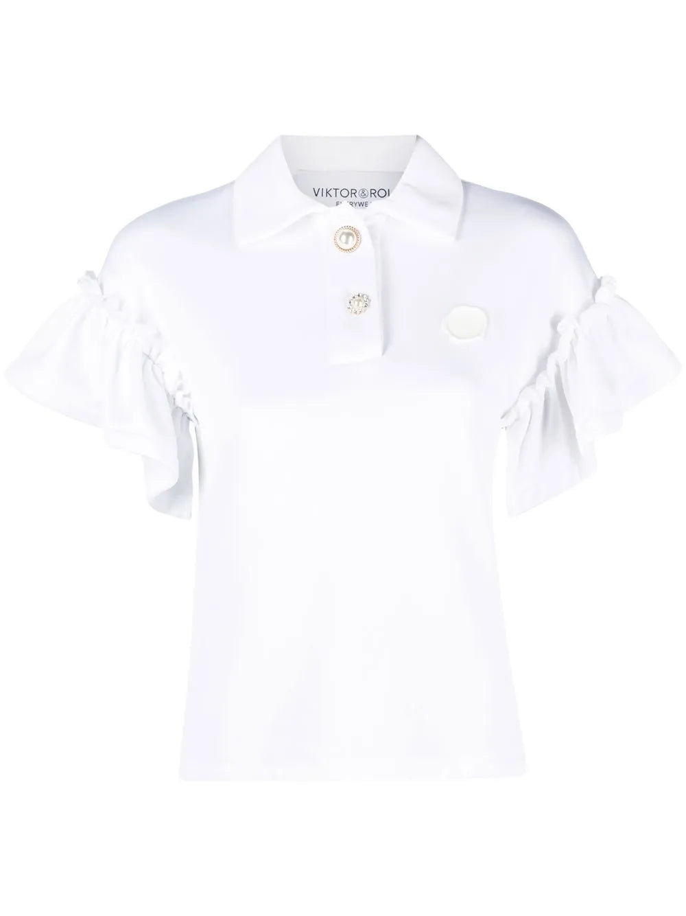 Ruffle-Sleeve Polo Shirt