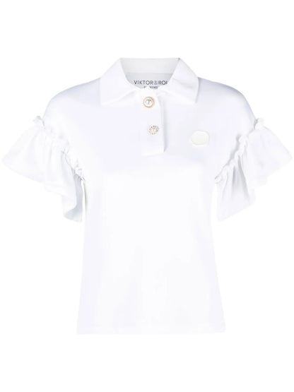 Ruffle-Sleeve Polo Shirt