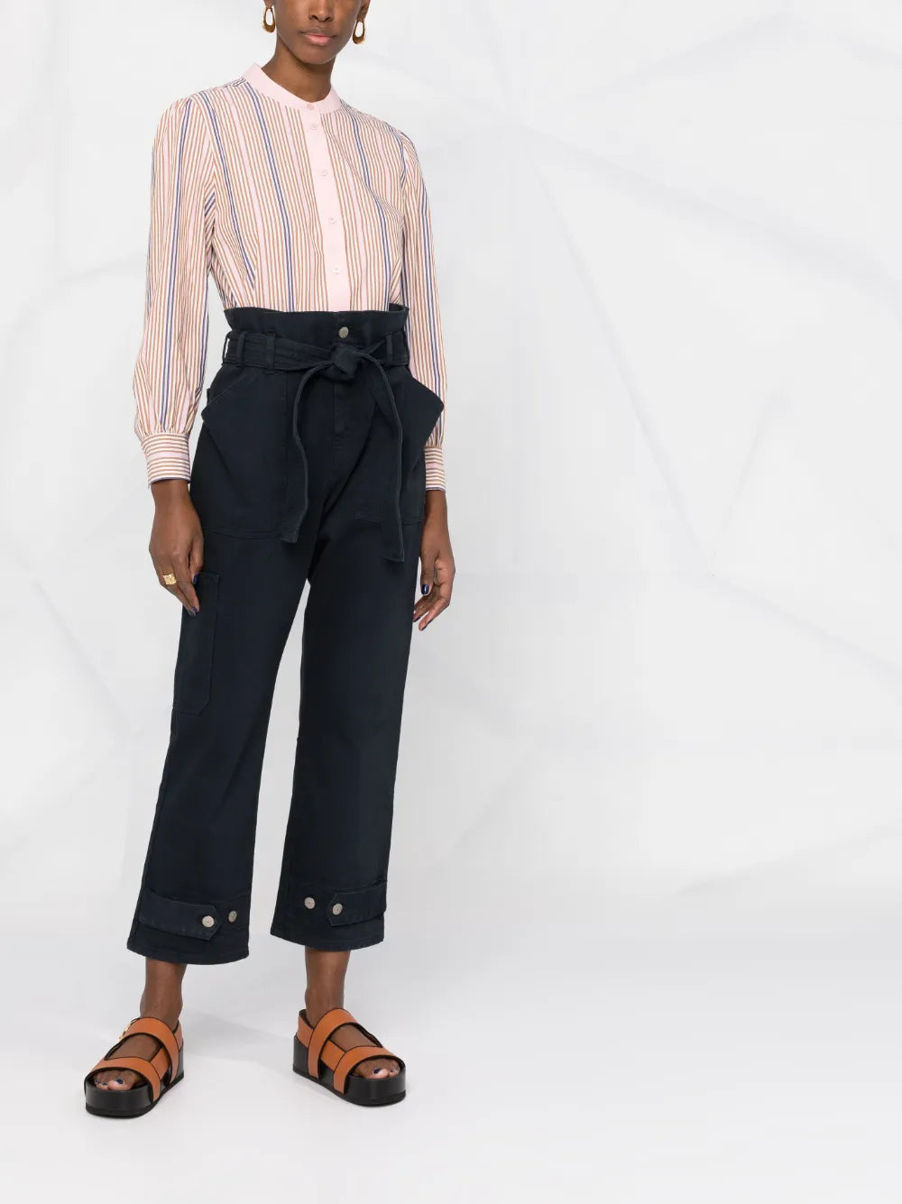Cropped Paperbag-Waist Trousers