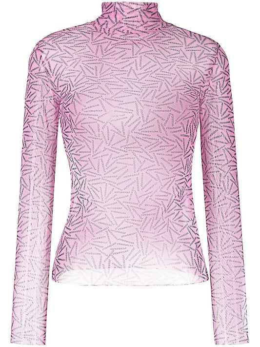 Undercover Logo-Print Sheer Top