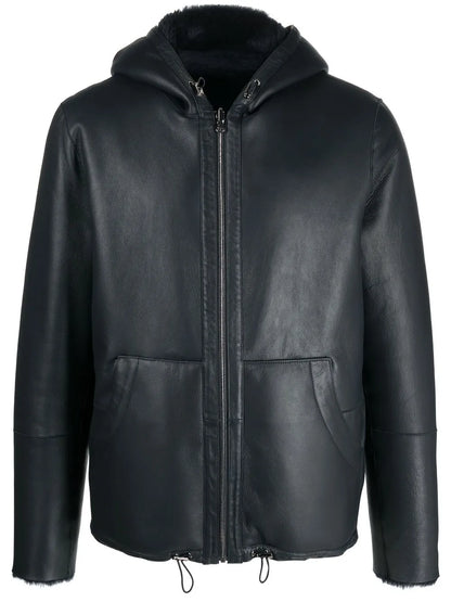 Leather Reversible Bomber Jacket