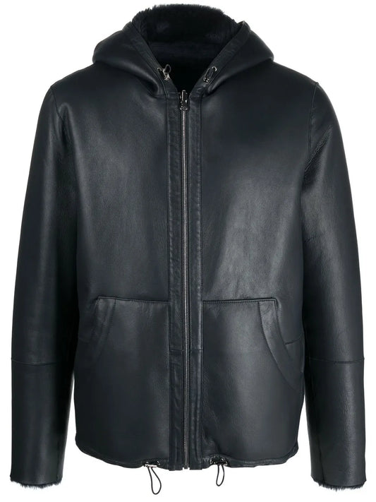 Leather Reversible Bomber Jacket