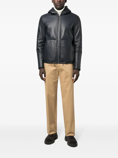 Leather Reversible Bomber Jacket