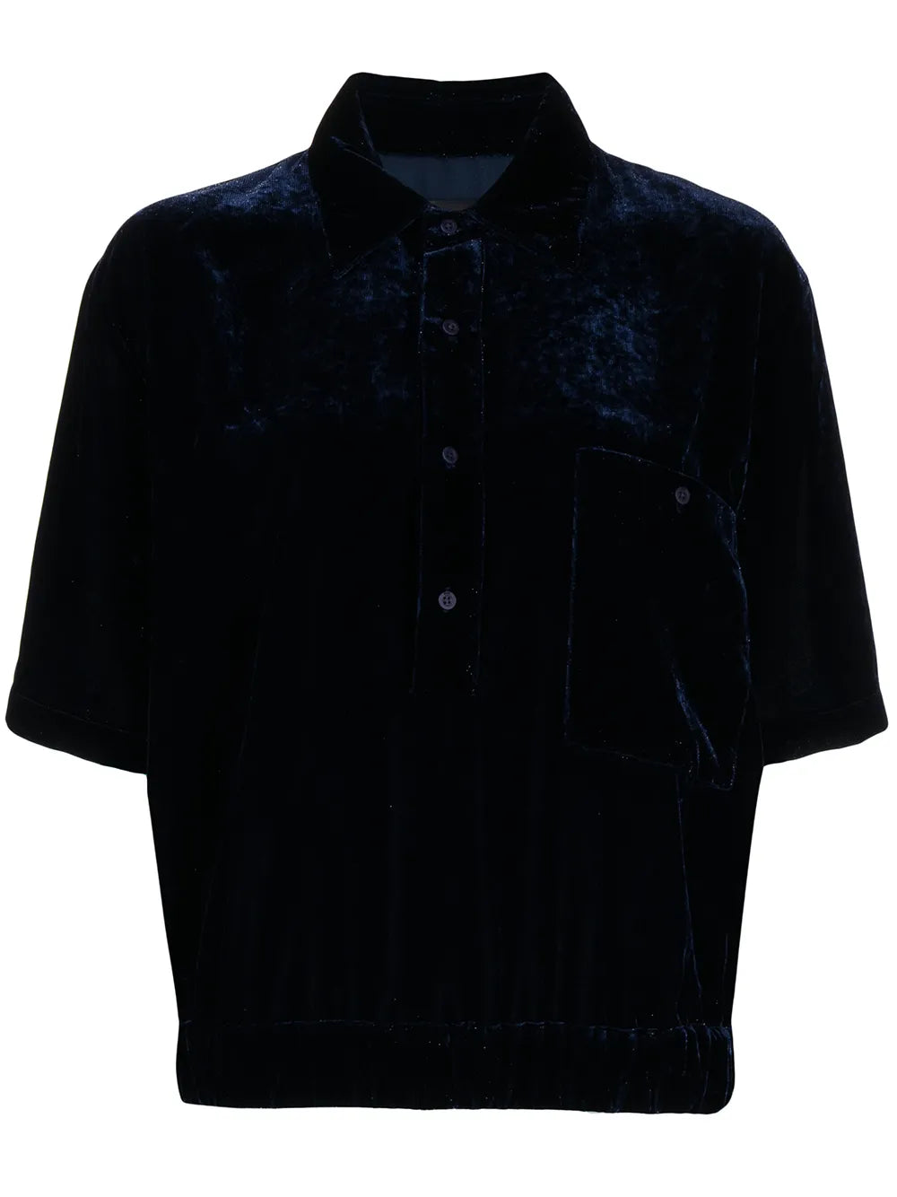 Velvet-Effect Oversize Polo Shirt
