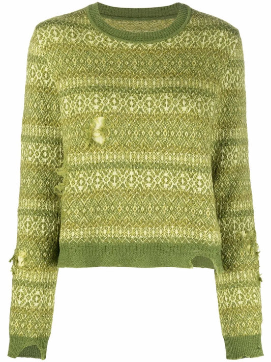 Fair Isle Distressed-Finish Jumper
