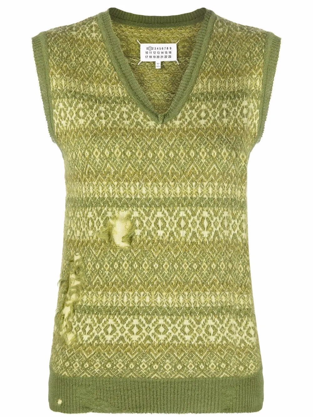 Fair Isle Distressed-Effect Knitted Vest