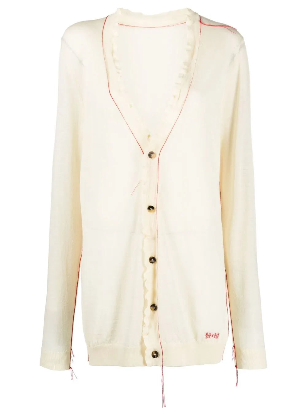 Contrast-Stitch Logo-Embroidered Cardigan