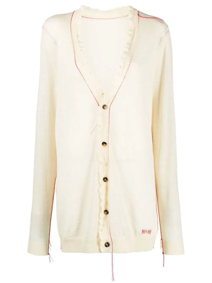 Contrast-Stitch Logo-Embroidered Cardigan
